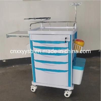 Professional ABS Plastic Hospital Service Cart Multifunction Emergency Drug Medical Trolley with Drawes