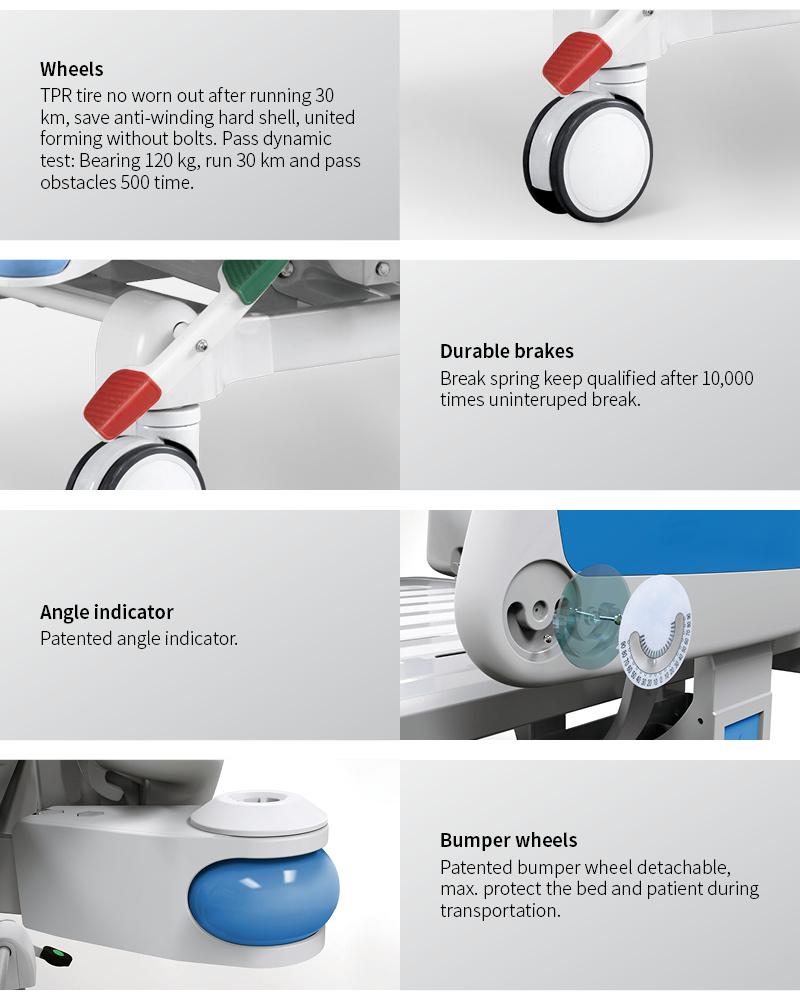 D8d ABS Adjustable Hospital Bed with Casters