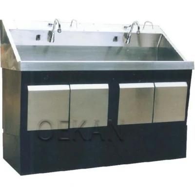 Oekan Contemporary Hospital Furniture Stainless Steel Hand Washing Trough Scrubbing Sink
