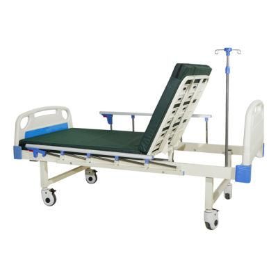 Top Sale Cheap Semi-Fowler Un-Folding Single Function Manual Medical Hospital Patient Bed with Mattress