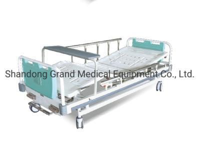 economic Two Function Manual Two Shake Hospital Nursing Bed ABS Bed Head Medical Furniture Patient Bed with Wheels