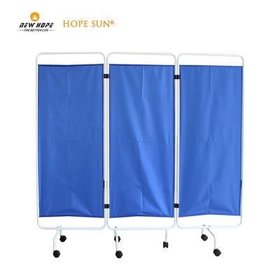 HS5705-3n Hospital Metal Curtain 3 Foldable Mobile Medical Ward Screen with Castors