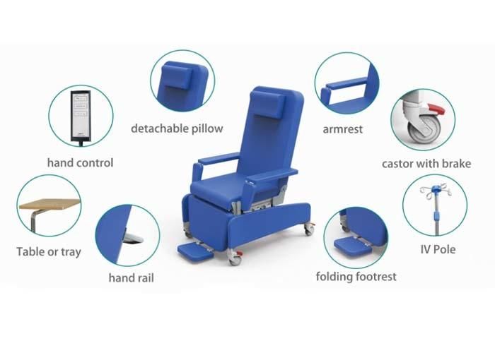 Medical Products Hospital Instrument Blood Donation Donor Chair Electric Ajustable Recliner Infusion Dialysis Chair