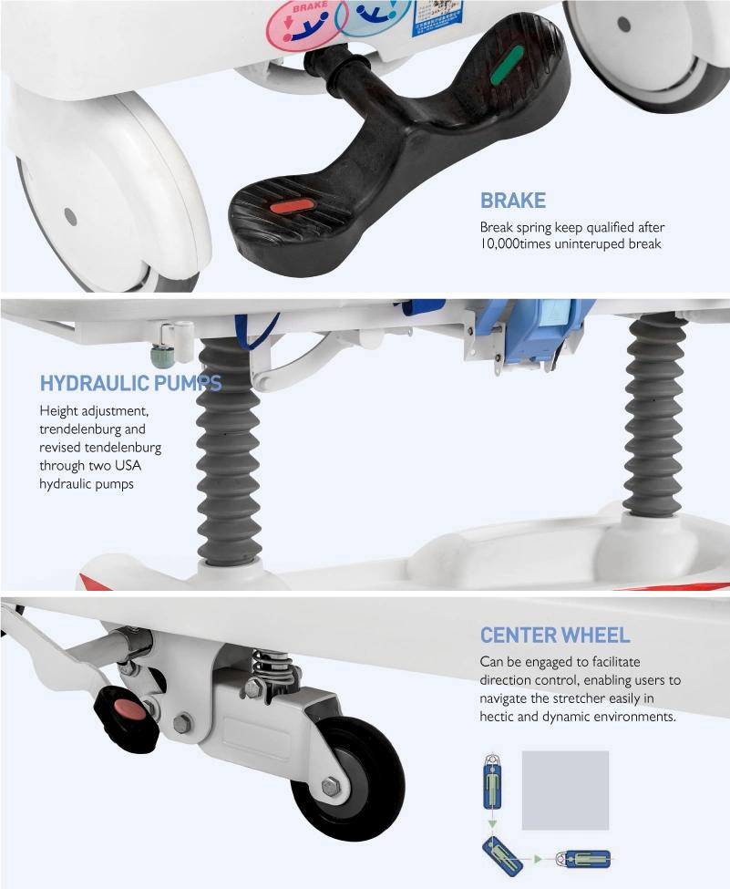 Skb041 Saikang Factory Wholesale 2 Function Foldable Patient Transport Operation Connecting Trolley Manufacturers