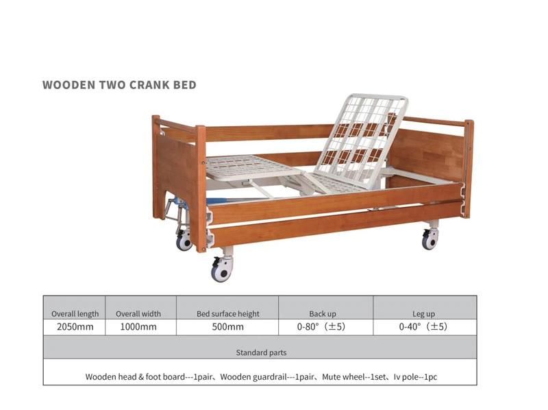 with CE Hospital Manual Wooden Bed Medical Nursing Bed