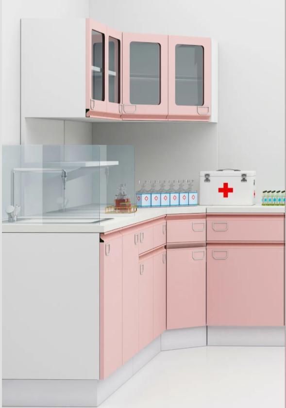 Easy Disinfection Hospital Cabinet Webber Forth+Carton+Wooden Frame Movable Commercial Furniture