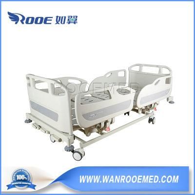 Manufacturer Bam308 ICU Patient Recovery Sickroom Split Guardrail Folding Manual Treatment Bed with 3 Cranks and Casters