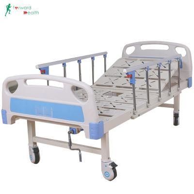 Luxury Metal One Function Folding Medical Furniture Adjustable Manual ICU Nursing Hospital Bed with Casters
