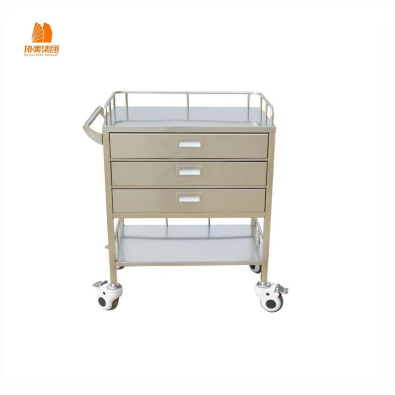 Three-Drawer Trolley for Storing Medicines, Modern Medical Facilities.