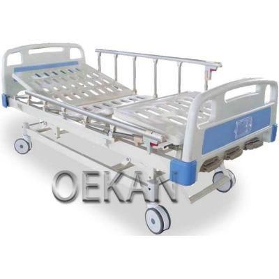 Hospital Furniture ABS 3 Function Adjustable Nursing Care Bed Medical Manual Single Patient Bed