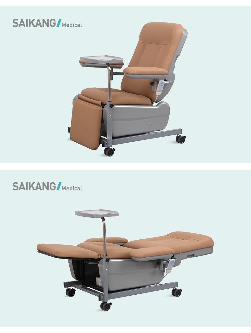 Ske-132 Saikang Economic 2 Function Electric Adjustable Patient Transfusion Reclining Dialysis Chair with Wheels