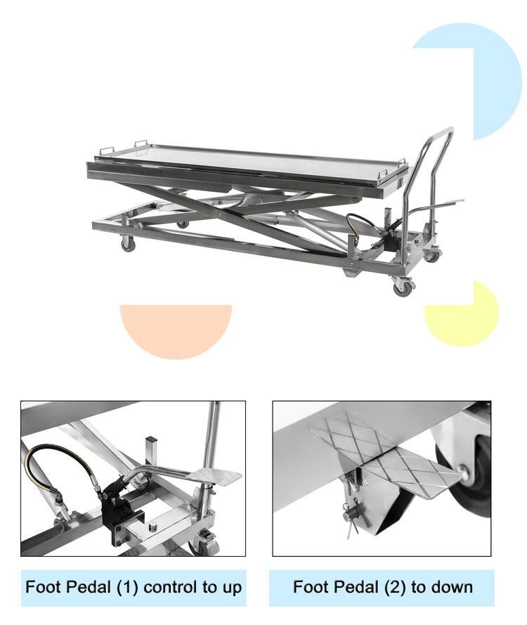 High Quality Mortuary Trolley Body Lifting Trolley Stainlesss Steel 304 Morgue Cart for Hospital