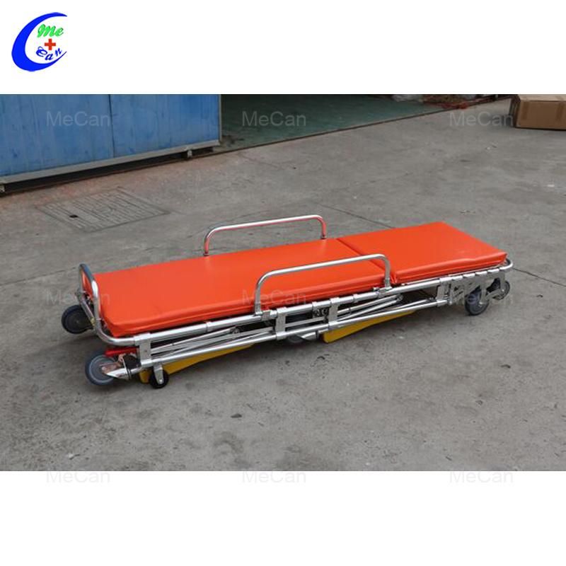 Hospital Patient Transfer Trolley, Foldaway Aluminum Alloy Ambulance Stretcher