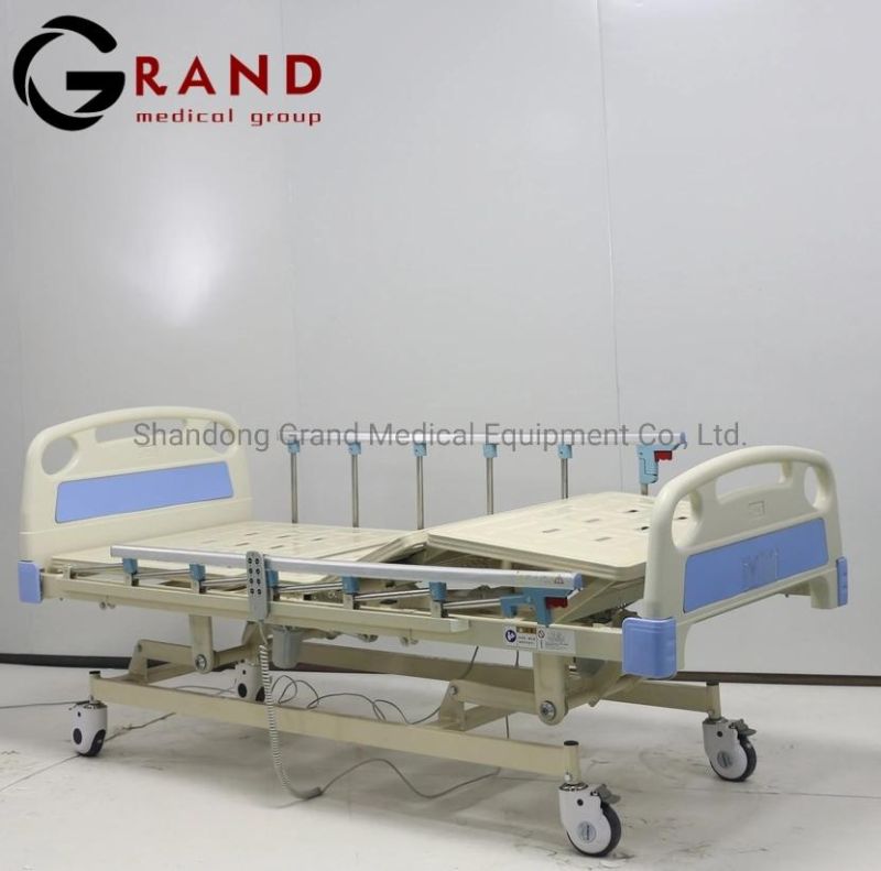 3 Function Manual Lifting Adjustable Hospital Bed Medical Patient Nursing Bed with ABS Bedhead