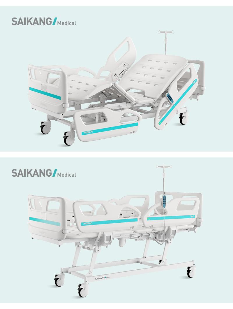 V6V5c Saikang Professional ABS Plastic Siderails 3 Function Electric Hospital Clinic Patient ICU Medical Bed