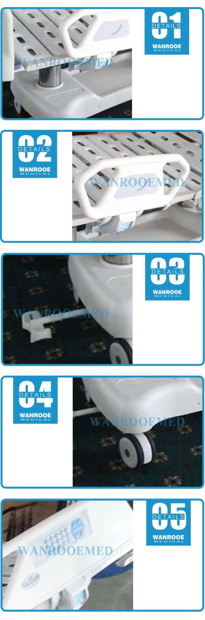 High Quality Luxury Column Rollover Electric Tilt 7 Functions ICU Medical Bed for Intensive Care Unit