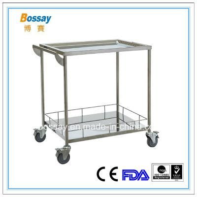 Two Shelf Stainless Steel Hospital Trolley