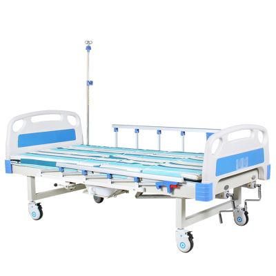 Stainless Crank Two Functions Manual Hospital Bed with Bed Toliet