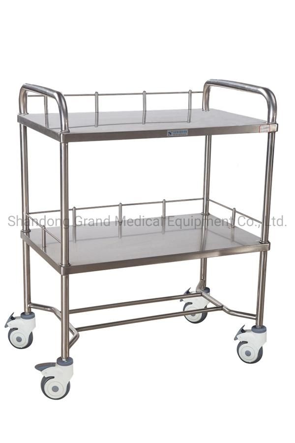 Four-Wheel Stainless Steel Three-Layer Instrument Trolley