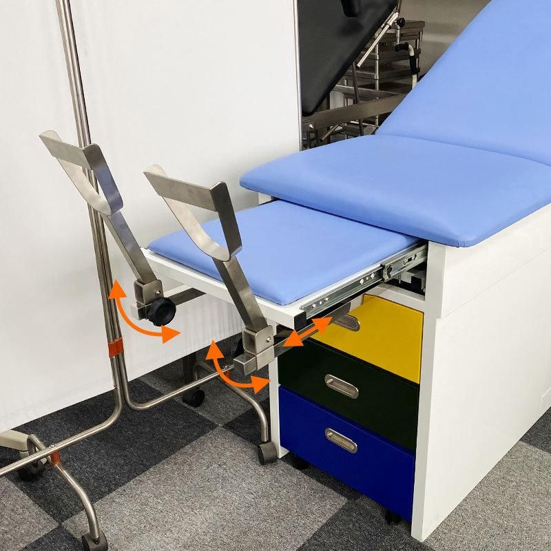 HS5247 Powder Coated Multifunctional Gynecological Delivery Examination Bed with Drawers