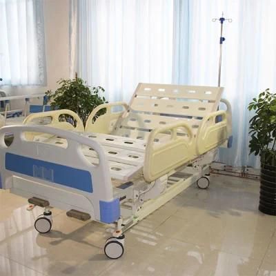 Medical/Patient/Nursing/Fowler/ICU Bed Manufacturer ABS 2 Function Manual Hospital Bed with Mattress and I. V Pole