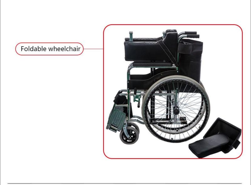 Manufacturer Direct Sale Foldable Wheelchair with Handle Brake Ds-24dz