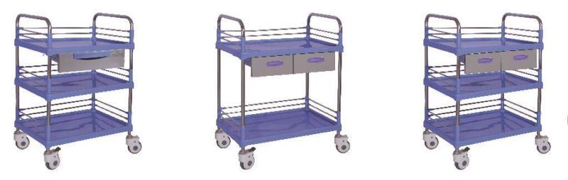 Cheap Hospital Mobile ABS Plastic Nursing Trolley Medical Surgical Utility Cart Drawers Wheels Price