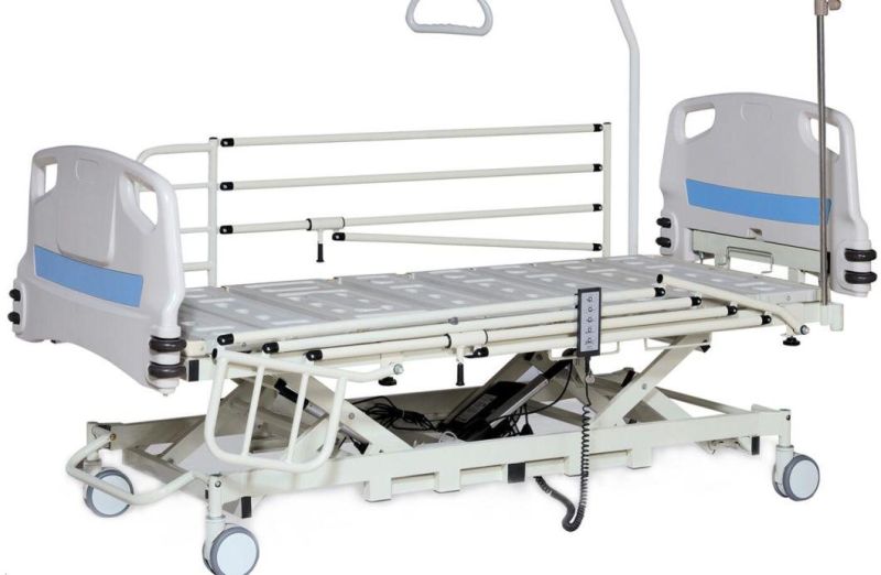 Adjustable Nursing Five Functions Hospital Electric Bed with IV Pole