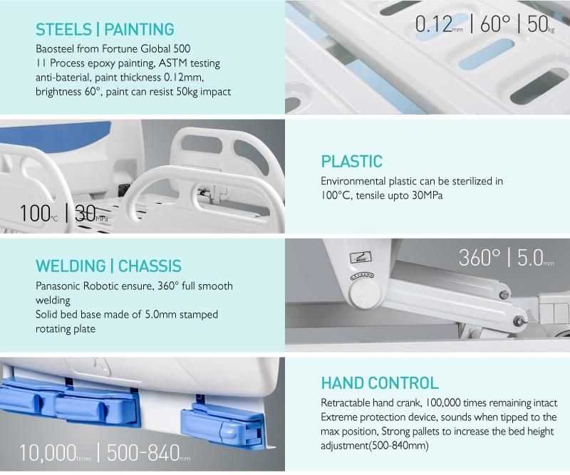 B3c Manual ABS Bed with Casters for Patient