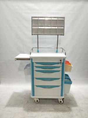 Hospital ABS Emergency Crash Cart with Drawers Medical Anesthesia Trolley