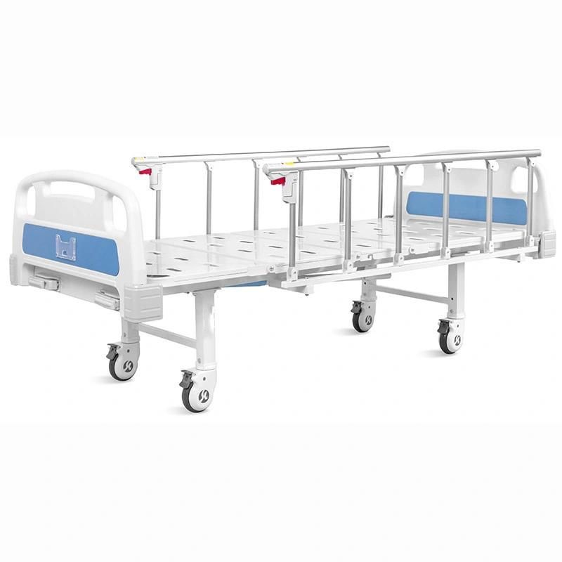 Casters 2 Cranks 2 Function Foldable Clinic Medical Metal Adjustable Manual Nursing Patient Hospital Bed with Casters