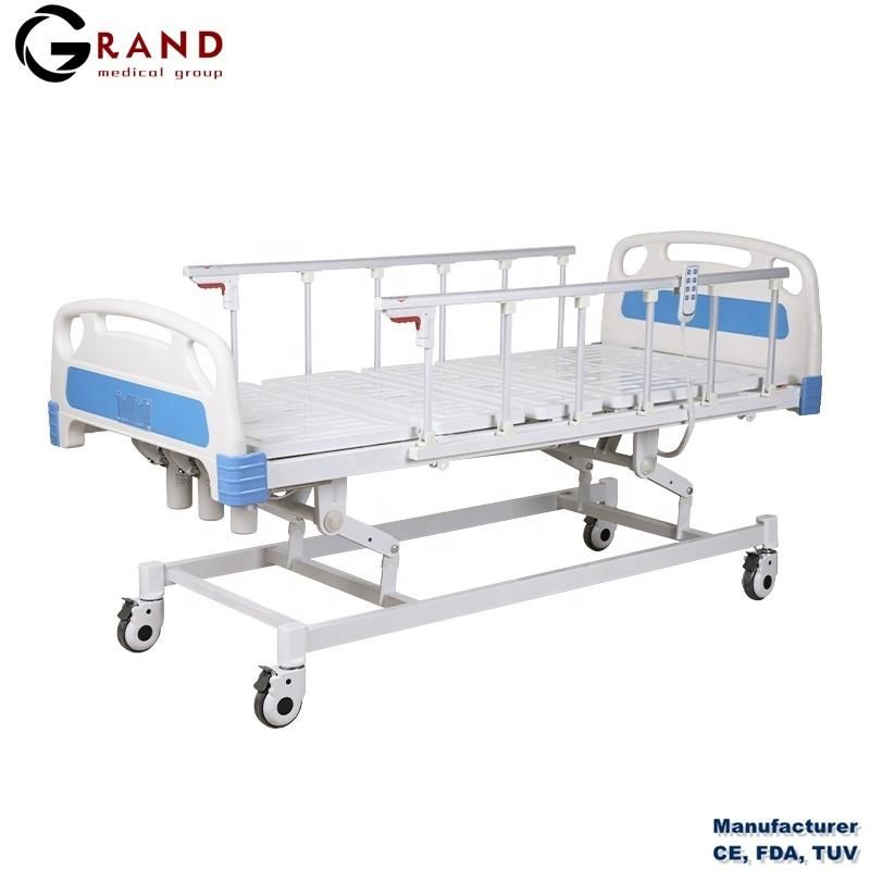 FDA Certified Hospital Medical Nursing Bed ABS Electric Two Three Five Functions Foldable Bed with Bedside Cabinet and Mattress and Infusion Stand