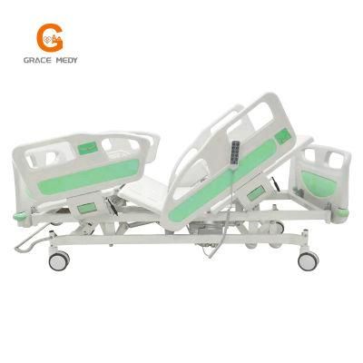 Medical Equipment Electric 5 Functions ICU Hospital Bed with Casters Manufacturers