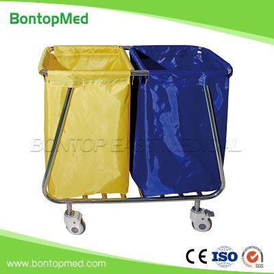 Hospital Medical Morning Cleaning Nursing Trolley Patient Dirt Clothes Collecting Trolley/Cart with Ss Frame and Liene Bag OEM