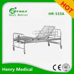 Stainless Stee Medical Two Cranks Handle Manual Hospital Bed