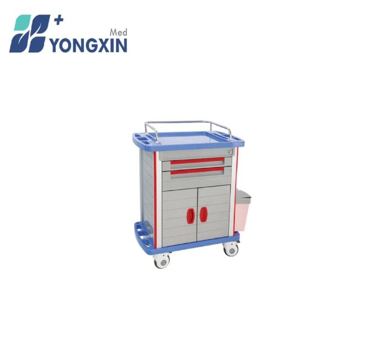 Yx-Mt850c Medical Cart with Siderail, ABS Medicine Hospital Trolley