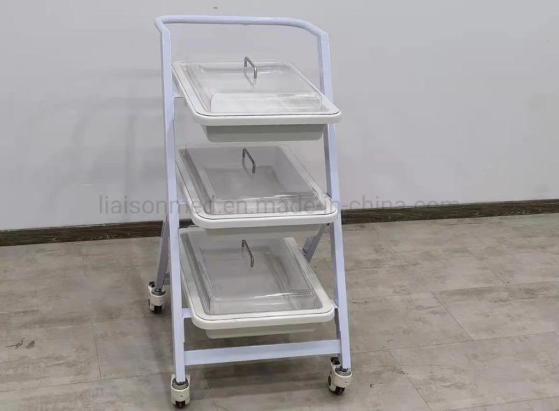 Mn-SUS019A Three Layers 304 Stainless Steel Instrument Trolley Colonoscopy Trolley