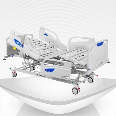 5 Function Electric Hospital Bed/Patient Bed/Nursing Bed/Medical Bed/ICU Bed with Mattress and I. V Pole