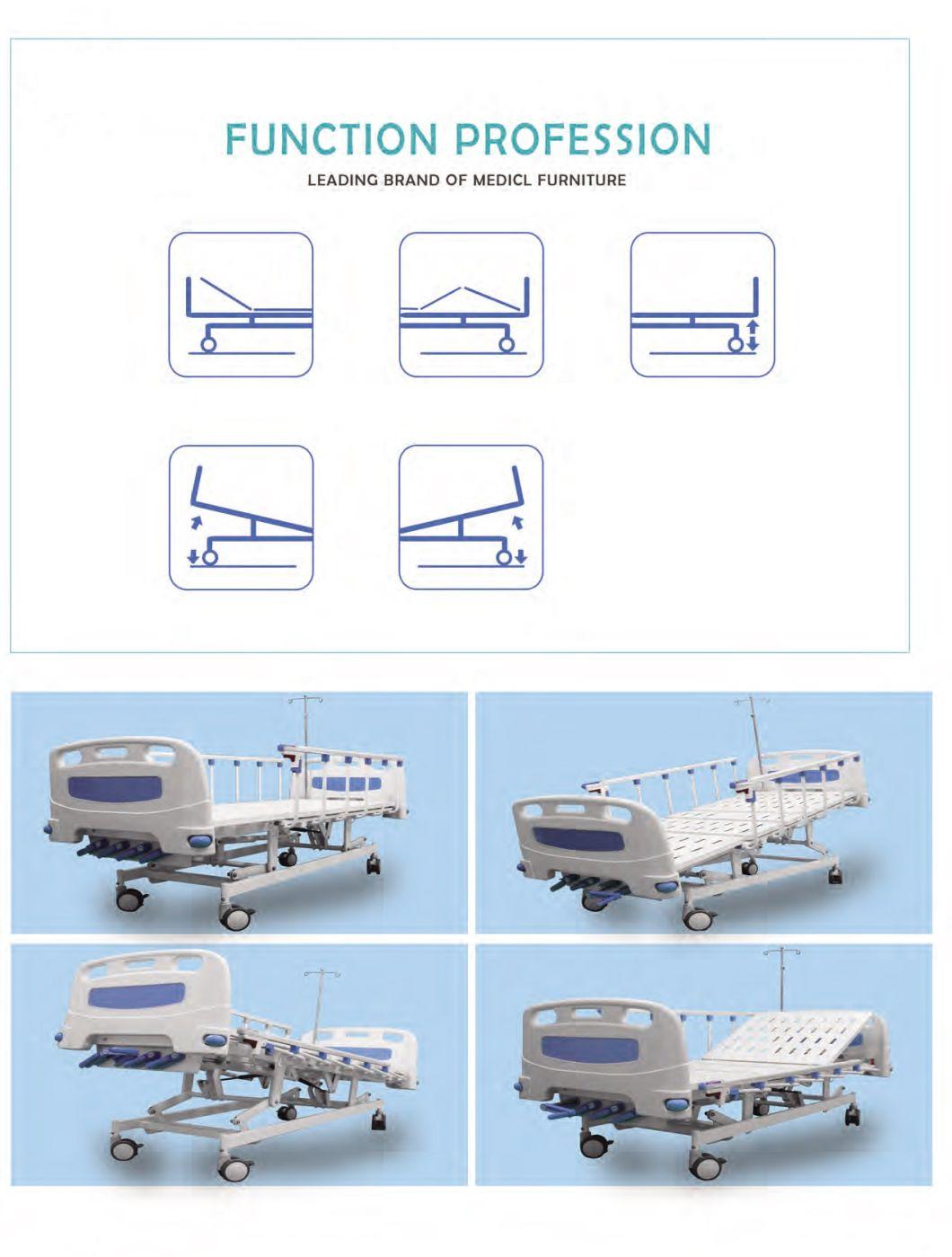 Hospital Bed Five Functions Manual Crank Manual Patient Bed for ICU Room