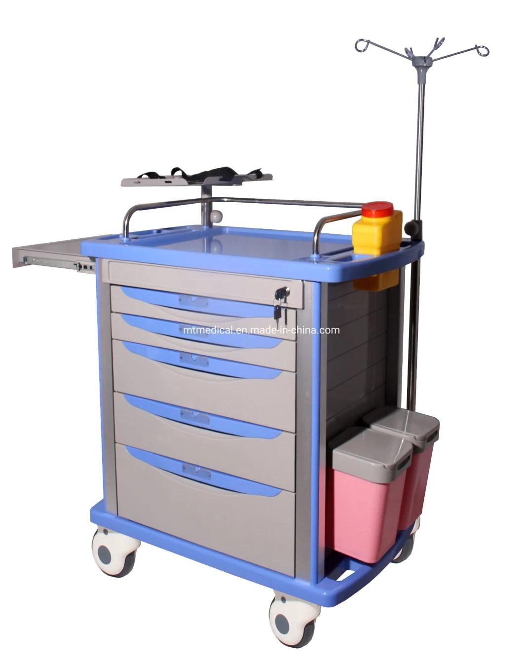 Cq-02 Hospital Nursing Medical ABS Emergency Trolley with Drawer