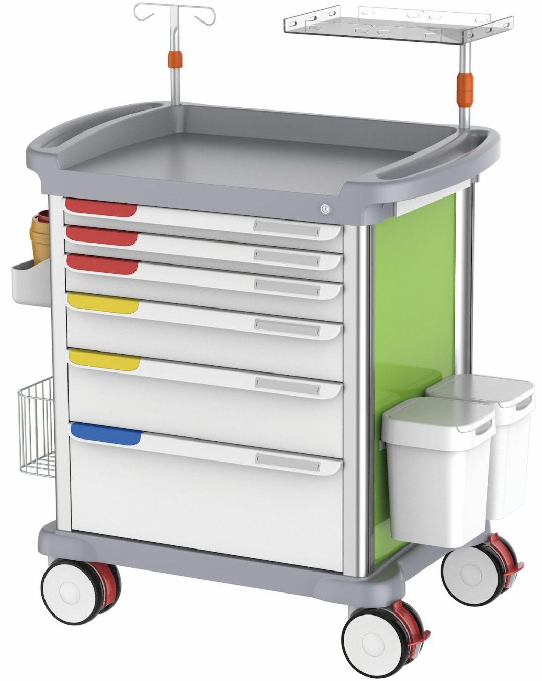 High Quality ABS Hot Sale Medical Emergency Trolley