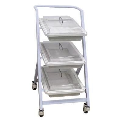 Mn-SUS019A Medical Treatment Tablet Cart Trolley 3-Tier Utility Trolley with Locking Casters for Hospital Clinics