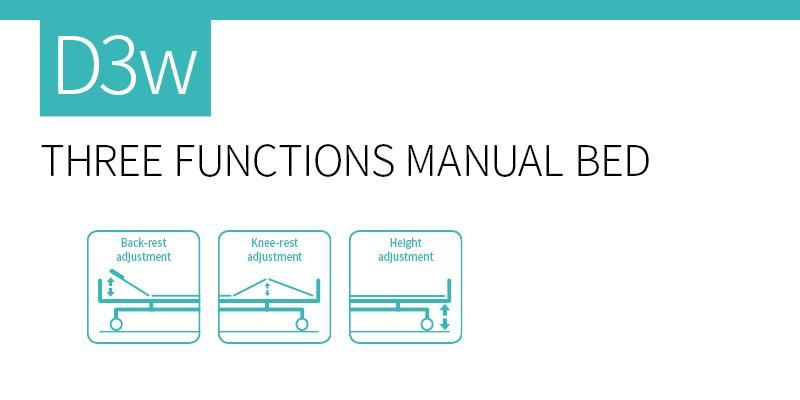 D3w Hospital Intensive Care Unit Manual Pediatric Bed with 3 Cranks