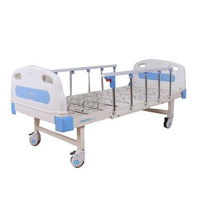 Medical Furniture Folding Manual Clinic Patient Nursing Adjustable Flat Hospital Bed with Casters