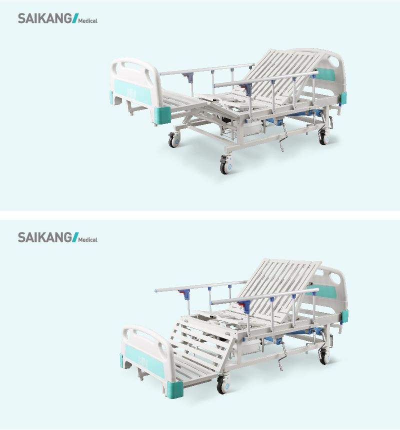 Sk-A07 Medical ABS Manual Patient Bed with Siderails