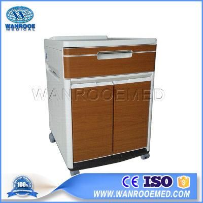 Bc013 Wooden Color Hospital ABS Medical Bedside Cabinet Locker