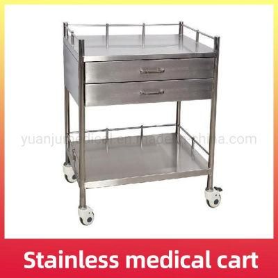 Hospital Instrument Cart Medical Treatment Vehicle Medicine Trolley Stainless Steel Cart for Nursing