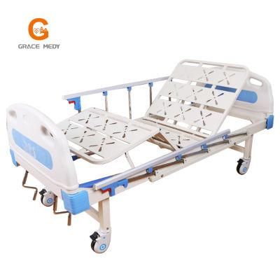 Manual Two Function/ 2 Crank Hospital Bed/ Stainless Steel Guardrail for Patient