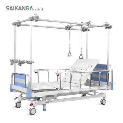 Gt3K Saikang Economic Stainless Steel 3 Function Adjustable Manual Orthopedic Traction Hospital Bed with Wheels