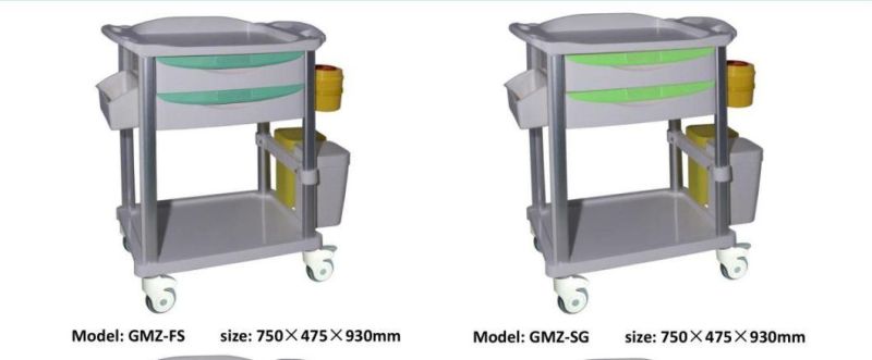 Manufacturer Hospital Furniture Procedure Portable Drugs ABS Plastic ICU CPR Resuscitation Crash Cart Medical Emergency Trolley